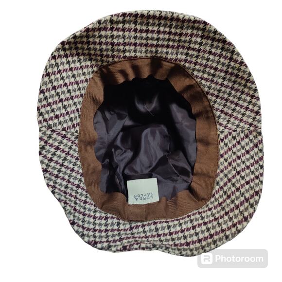 Vintage Lord and Taylor Women's Brown Houndstooth Bucket Hat Wool Made in Italy - Picture 4 of 6